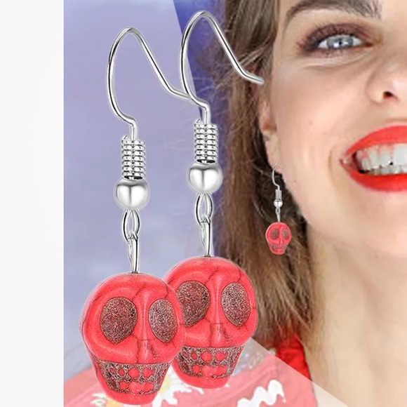 1Pairs Mushroom Earrings For Women Long Pendant Glass Mushroom Earrings - Picture 3 of 6